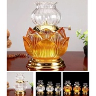 Oil lamp for worshiping crystal lapis lazuli with bronze base altar table altar light