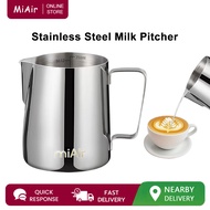 Miair 350mL Milk Frother Cup, Stainless Steel Espresso Steaming Pitcher Milk Frother Cup, Coffee Mil