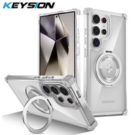 KEYSION Transparent Case for MagSafe for Samsung S24 Ultra S23 FE S22+ Magnetic Ring Stand Phone Cov