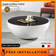 (FREE Installation+Shipping) KBS Juelz 2.6FT Round Coffee Table / High Glossy / Tempered Glass Top /