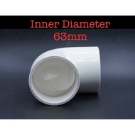 SIKU White Fitting Elbow Elbow Inner Diameter 63mm 63 mm for PVC Pipe 2-1/ 4 inch Hydroponic Connect