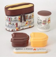 Disney - (小熊維尼) 日本迪士尼 超輕量不鏽鋼保溫便當壺/便當盒/餐叉連收納盒/保温袋套裝 x 1盒