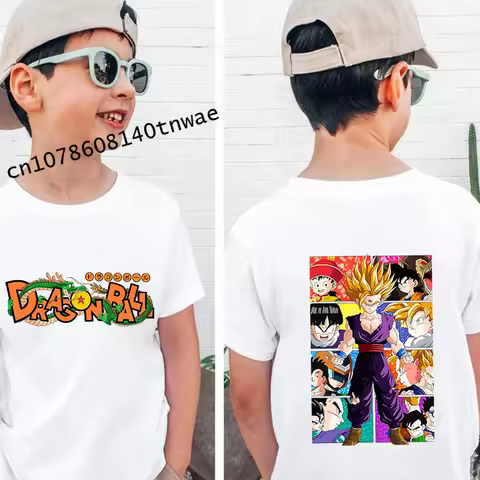 Dragon Ball Son Goku Son Gohan anime costume kids white T-shirt pure cotton short-sleeved cartoon to