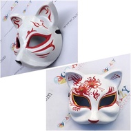 Mask Topeng Kayu Cosplay Anime Jepang Kitsune Fox Rubah Setengah 03