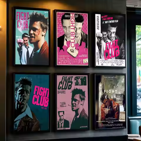 Movie F-Fight Club Poster Self-adhesive Art Waterproof Paper Sticker Coffee House Bar Dorm Room Wall