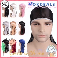 SK Silky Durag, Multicolor Long Tailed Braids Edging Satin Durag, Elasticity Dacron Cycling Cycling 