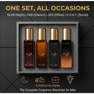 BellaVita Luxury Men Perfume Gift Set 4 Mini EDP | Long Lasting Fragrance G.O.A.T Oud CEO Man Klub M