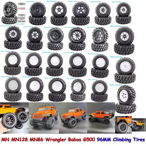 MN MN128 MN86 Wrangler Babos G500 RC Climbing Car Spare Parts Upgrade Tires 1.9 Inch 96mm Wheel Skin