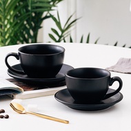 High-End Feel Frosted Black Coffee Cup Saucer Set Ceramic Coffee Cup Latte Latte Cup 220ml300ml