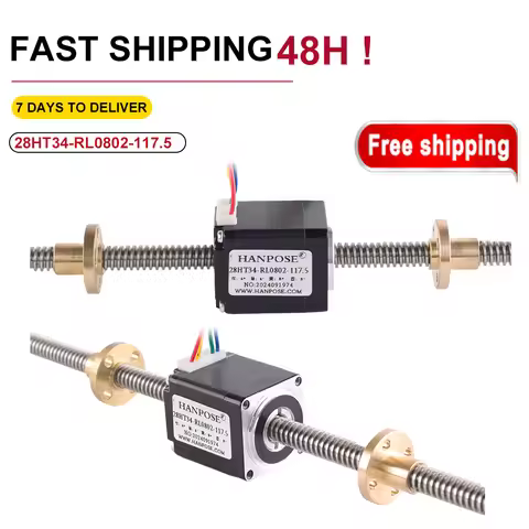 28HT34-28/40/50-RL0802-117.5 Trapezoidal Lead Screw Motor Assembly with Reversible Threads