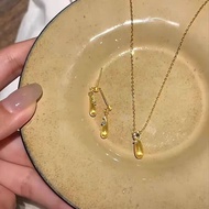 Seiko Light Luxury Design Brushed Water Drop Pendant Earrings Niche High-End Feeling Non-Fade Water 