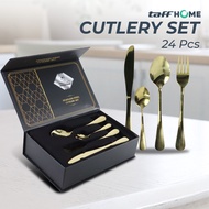 BSMMall- Hampers Parcel Eid Cutlery Set Spoon Fork Knife Parcel Elegant Cutlery 24 PCS TaffHOME
