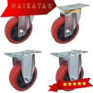 Medium PU Trolley WHEEL TECHNO WHEEL Taiwan 4 inch (2 On 2 Off)