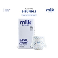 MILK Baby Diaper Flexi Tape Bundle - NB88+S96/S288/M252/L216/XL180 (6 Packs)