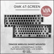 [Ready Stock] ZUOYA GMK67 Screen Via Wireless Trimode Compatible Gasket Mounted Mechanical Keyboard