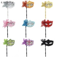 GQS Masquerade Mask with Holding Stick, Venetian Half Face Mask for Women PH