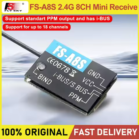 Flysky FS-A8S FS A8S 2.4G 8CH Mini Receiver with PPM i-BUS SBUS Output for Drone Quadcopter Spare Pa