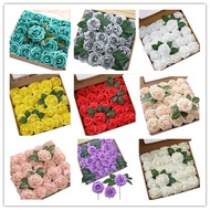 Box Boxed Roses 8cm Simulation pe Roses with Rod Foam Flowers Wedding Home Decoration