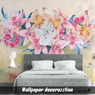 Custom Wallpaper Dinding Bunga 3D / Wallpaper Motif Bunga Besar