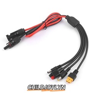 CHILDJOYLYN  Panel Extension Cable, 30A 1m Length  Wire, Connector 4 in 1 MC4 to DC5521 7909 XT60 Fe