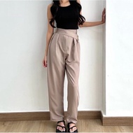 LILO Solana Pants | Black Asymmetrical Double Button Highwaist Culottes Creambiru