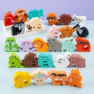 Letter Creative Puzzle 26 Letter Wooden Toy Animal Cognition English Word Spelling Round Polishing 3
