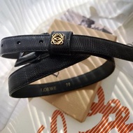 中古孤品 正版附盒 Loewe 黑蜥蝪牛皮革 vintage 腰帶皮帶 belt