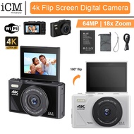64MP Digital Camera 4K Video Vlogging YouTube Flip Screen 16X Zoom