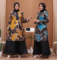 Gamis Batik Kombinasi Polos Terbaru Wanita Syari Modern S M L XL