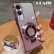 Roazic cho Vivo y04/Vivo y29s 5g Mạ sang trọng Gradient long lanh từ tính gấp đế dạng nhẫn Ốp điện t