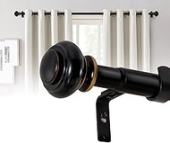 BellaHills Pack of 2 Curtain Rails, Black, 76 to 269 cm, 25 mm Diameter, Extendable Metal Curtain Ra