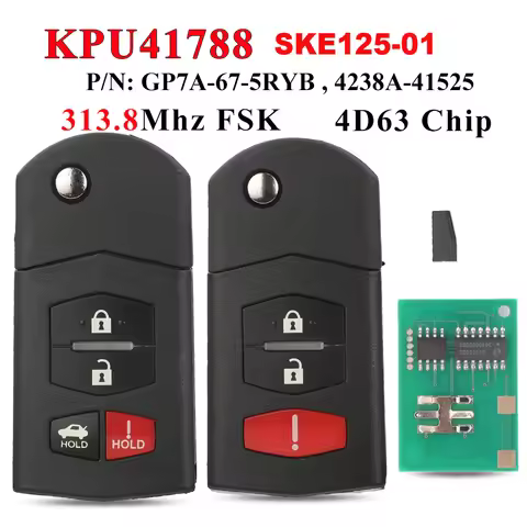 jingyuqin KPU41788 Remote Car Key For Mazda 3 5 6 CX-7 CX-9 MX-5 Miata BGBX1T478-SKE125-01 4D63Chip 