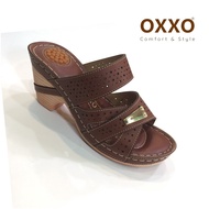 OXXO รองเท้าเพื่อสุขภาพ รองเท้าแตะส้นสูงแบบสวม งานเย็บมือทนทาน สวมใส่สบาย น้ำหนักเบามาก 1A6160