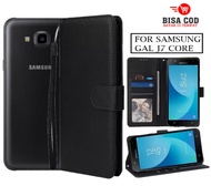 Leather Flip Untuk Samsung Galaxy J7 Core - Wallet Case Kulit - Casing Dompet Case Wallet Leather Fl