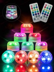 小型led燈具有遙控器,水下燈具,防水茶蠟燭,適用於花瓶、魚缸、熱水浴缸、派對、萬聖節裝飾