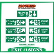 Emergency Building Escape Fire Exit Keluar Safety Sign PVC Plastic Sticker Label 紧急出口标志 PROGUARD