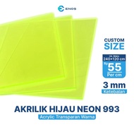 Akrilik Lembaran Transparan Warna Hijau Neon 3mm Custom Ukuran /Acrylic Sheet