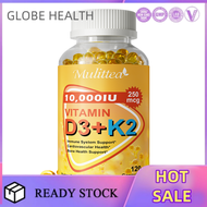 [120pcs] Vitamin D3+K2 10000 iu & 200 mcg Vitamin D with MK7 Vitamin K2เสริมสร้างกระดูกและส่งเสริมกา