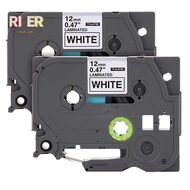 Label Tape Replacement for  P-Press TZe Label Tape 12mm 0.47 Inch Laminated 26.2 Feet Black on White