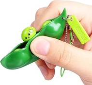 Beans Squishy Squeeze Peas Toys with Keychain Squishy Infinite Squeeze Edamame Bean Pea Expression Keychain Stress Relieve Toys