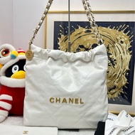 【近新閒置❤️】 Chanel  芯片款  22bag小號 白色購物袋垃圾袋 單肩包