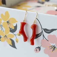 18K 紅珊瑚耳環 日本製造
