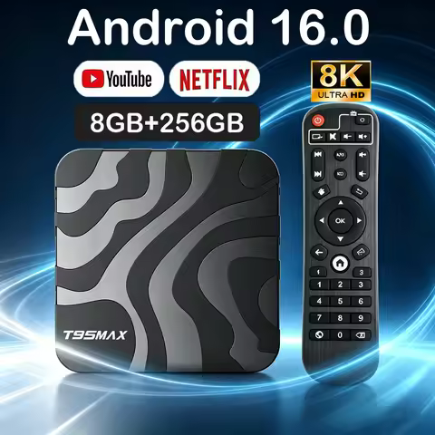 T95Max Android 16 Smart TV Box Allwinner H618 8GB+256GB Bluetooth 6.0 Google Assistant 8K Video Fast
