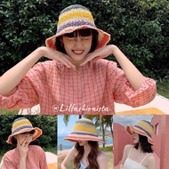 Rainbow Bucket Straw Hat Rainbow Crochet Hat straw crochet hat