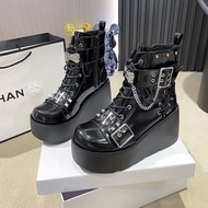 Gothic Punk Thick Bottom Martin Boots Heightening Cosplay Shoes Lolita Short Boots Y2K Small Size Le