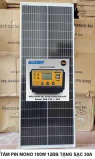 Tấm pin năng lượng mặt trời Mono 100w 12BB Tặng Sạc Souer 1230A - SOYER TECH 1190-450-30mm