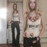 [Narin Same Style] 1JINN STUDIO Laced Letter Printed Fishbone Corset for Women - Slimming Sling