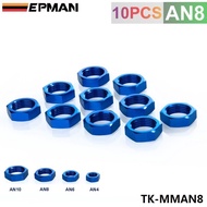 10PCS/LOT Turbo Fitting 8AN AN8 AN-8 Adapter Bulkhead Nut Aluminum Finish Nut Seal Lock Fitting Adap
