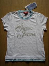 美國品牌［GUESS JEANS]女童白色閃亮LOGO短袖T恤(0181)~L