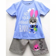 Blue bunny pattern girls suit